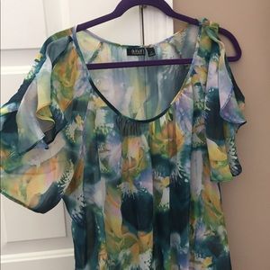 Ana flutter sleeve cold shoulder blouse